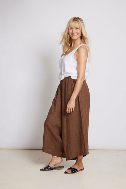 Montaigne Holly Wide Leg Linen Pants Tobacco2