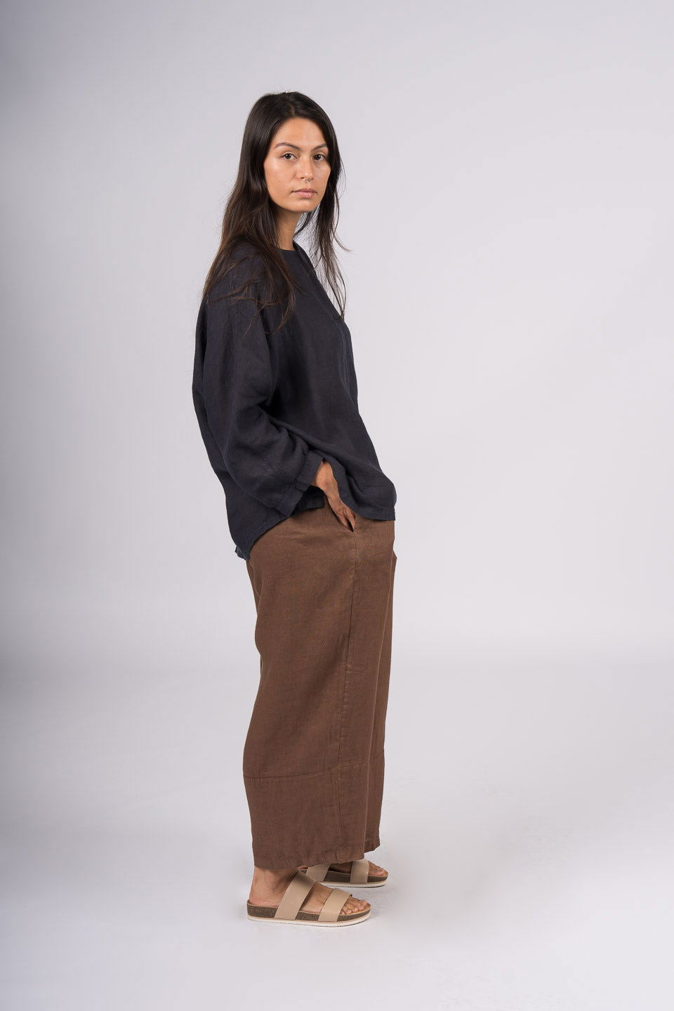 Montaigne Inès Full Length Tapered Pant Tobacco2