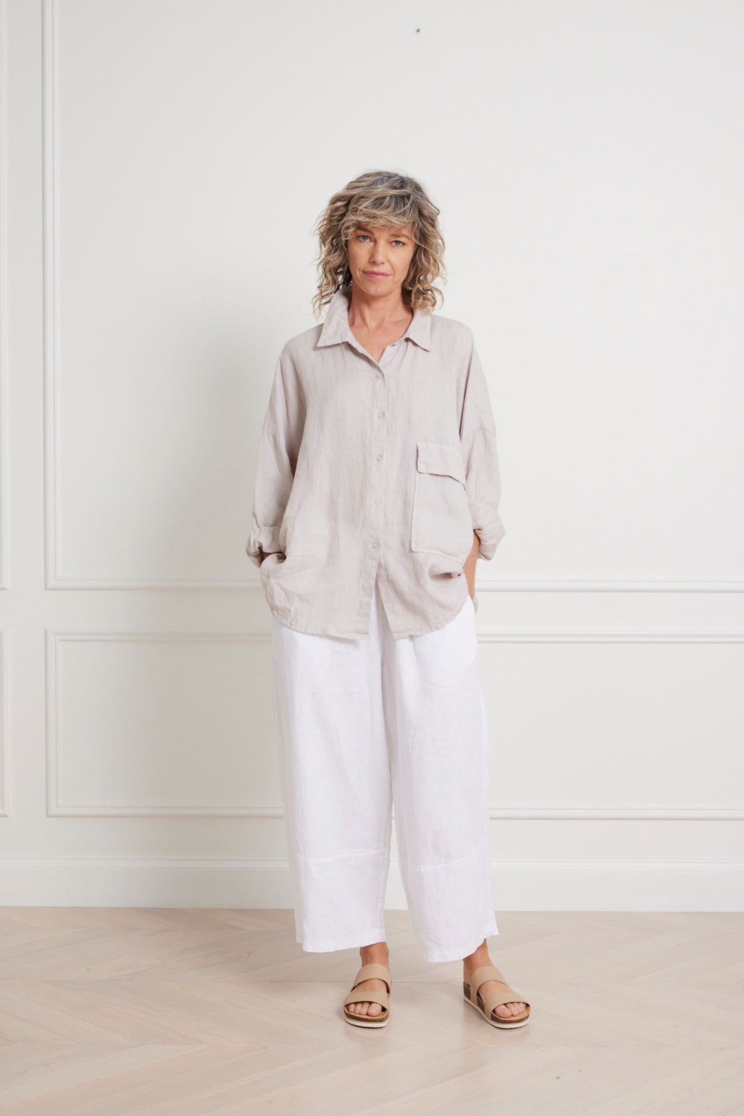 Montaigne Inès Full Length Tapered Pant White