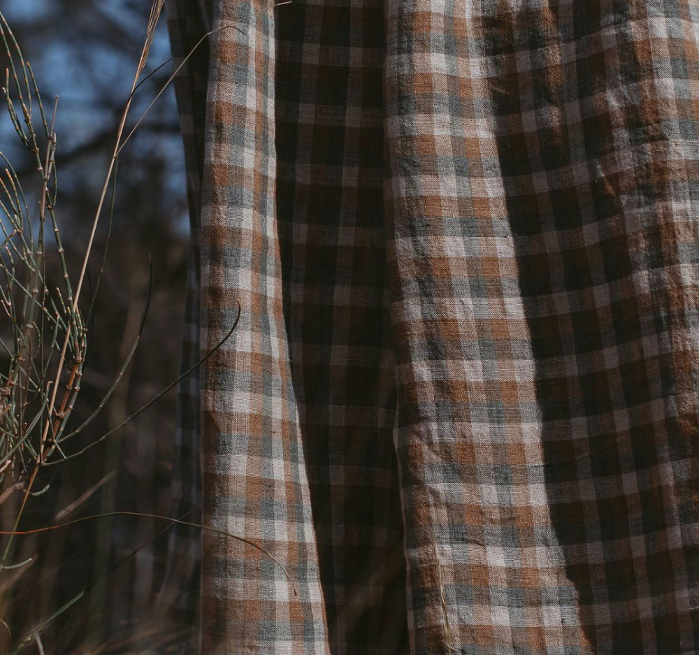 Montaigne Ingride French Linen Check Culottes Brown5