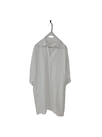 Montaigne Isabelle Linen Collared Shirt with Side Pockets White