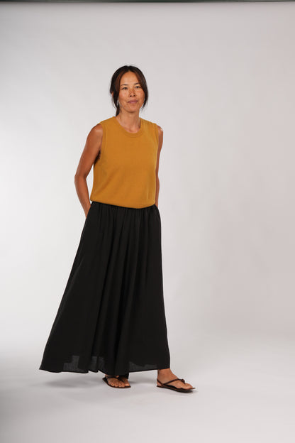 Montaigne Isla French Linen Pants Extra Wide Leg Black