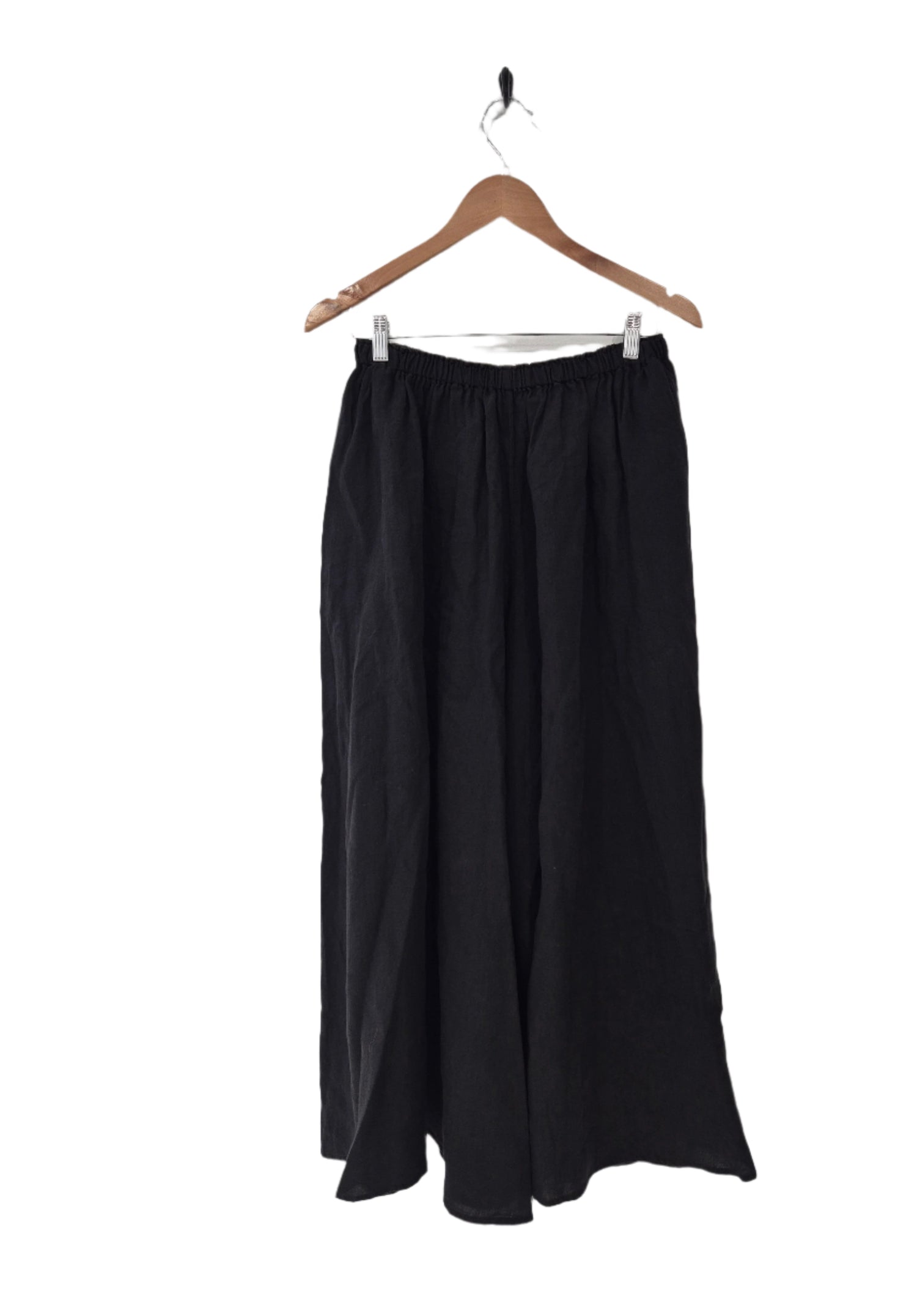 Montaigne Isla French Linen Pants Extra Wide Leg Black2