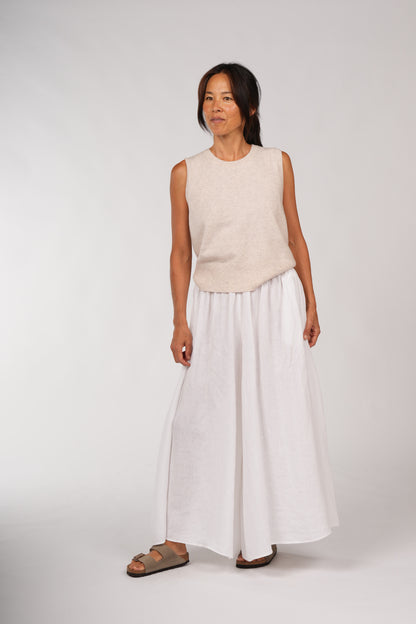 Montaigne Isla French Linen Pants Extra Wide Leg White2