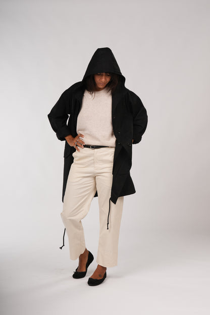 Montaigne Isobel Cotton Drill Anorak OverCoat Black