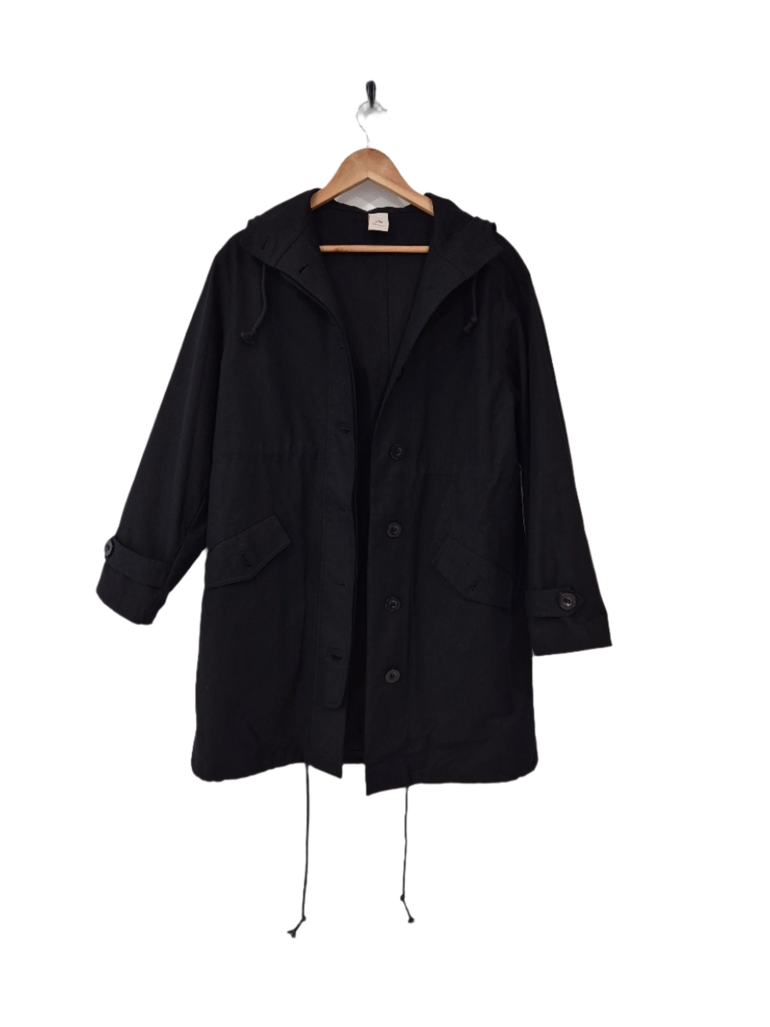 Montaigne Isobel Cotton Anorak Drill OverCoat Black2