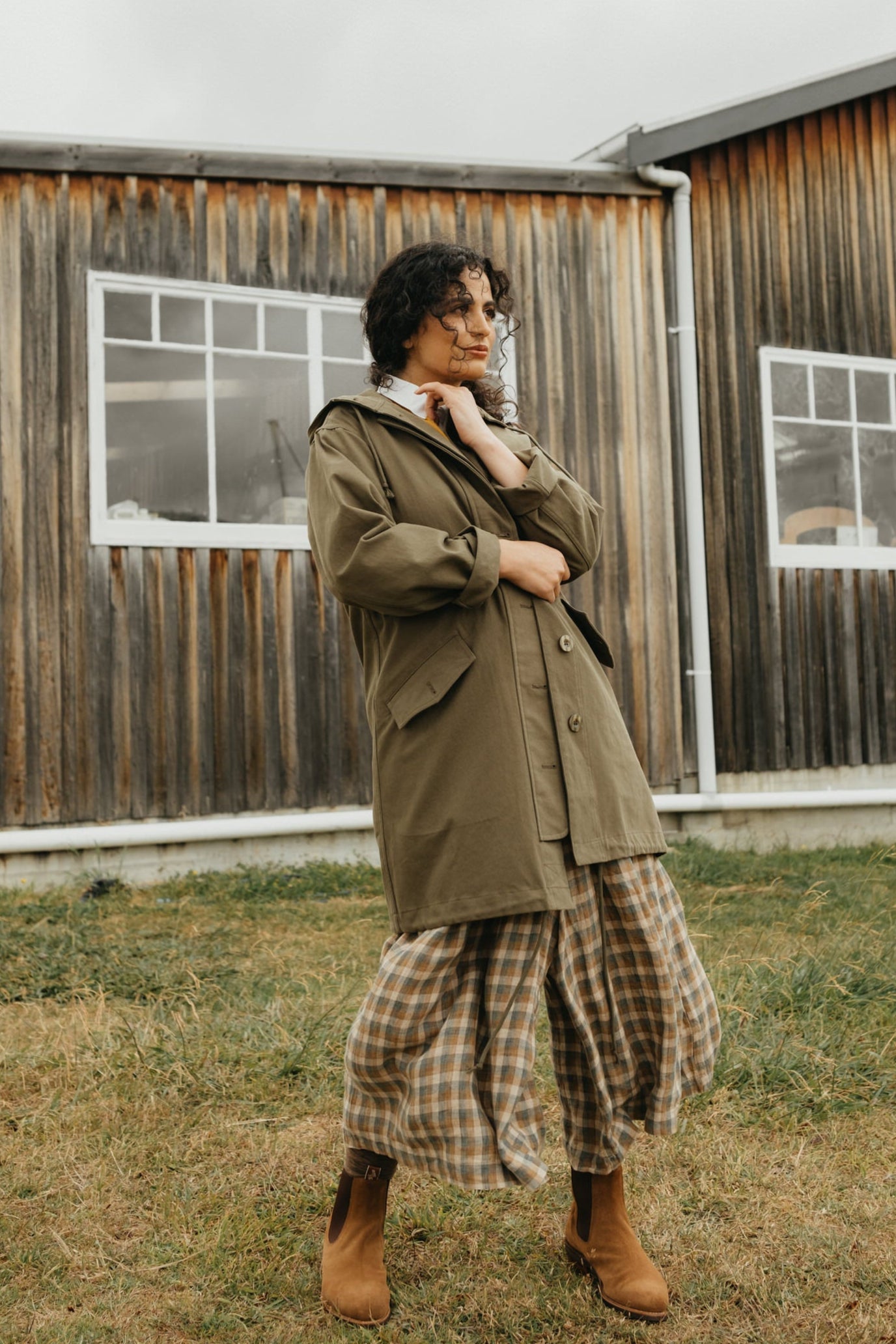 Montaigne Isobel Cotton Drill Anorak OverCoat Khaki