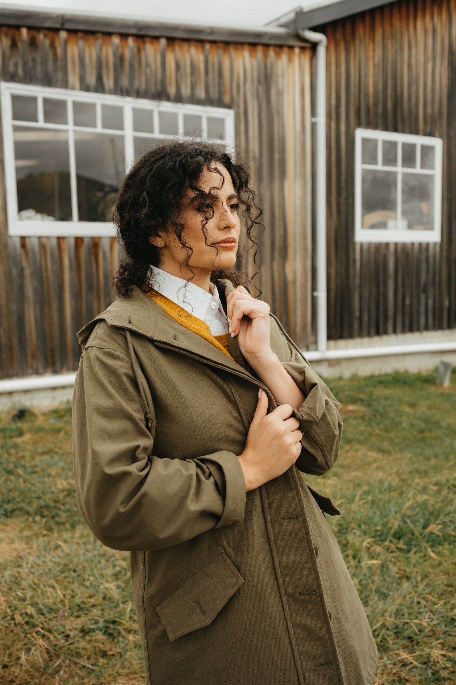 Montaigne Isobel Cotton Drill Anorak Overcoat Khaki3