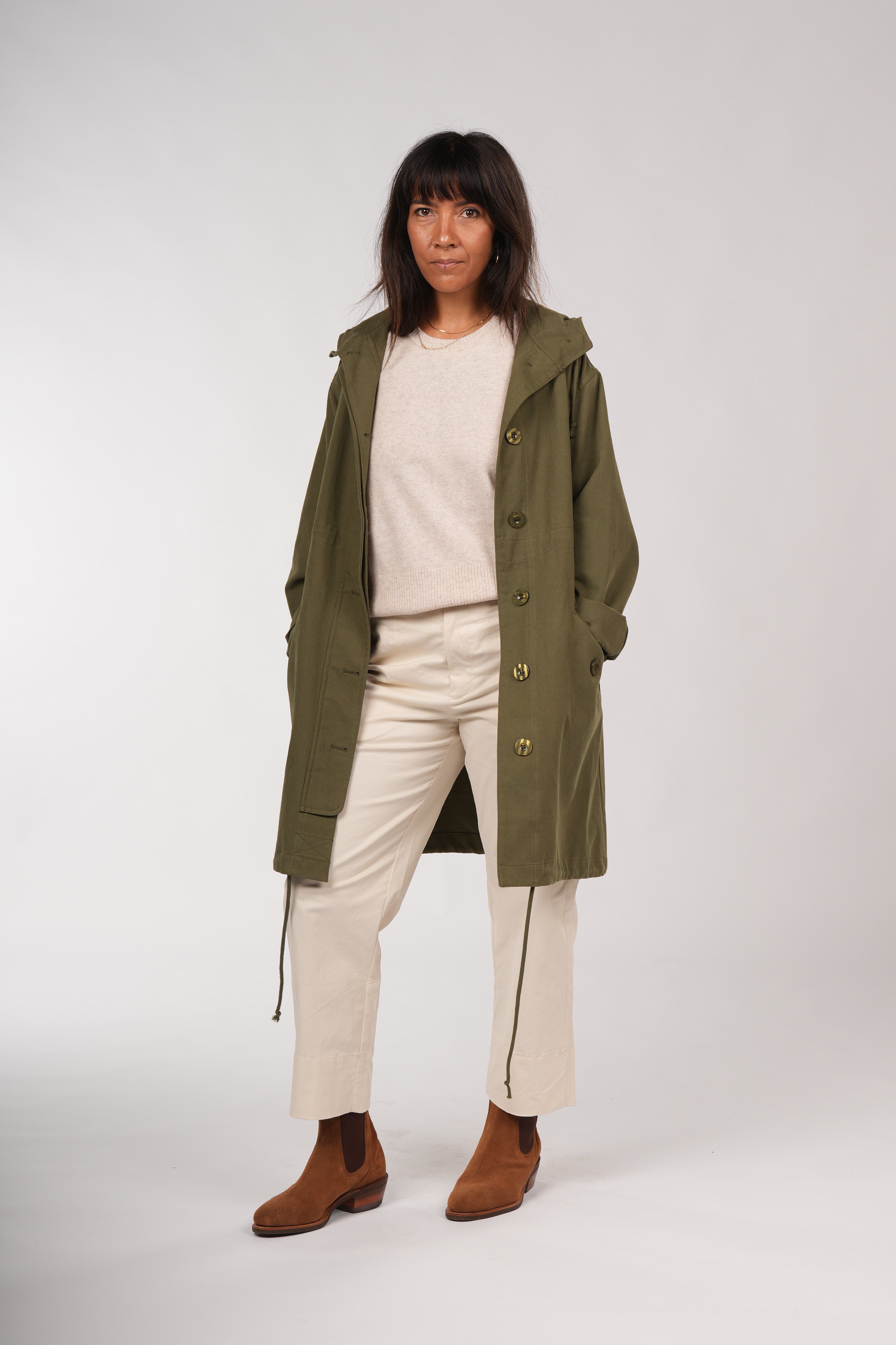 Montaigne Isobel Cotton Drill Anorak Overcoat Khaki5