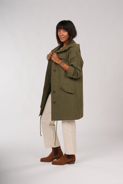 Montaigne Isobel Cotton Drill Anorak Overcoat Khaki7