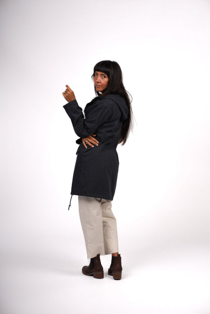 Montaigne Isobel Cotton Drill Anorak OverCoat Navy