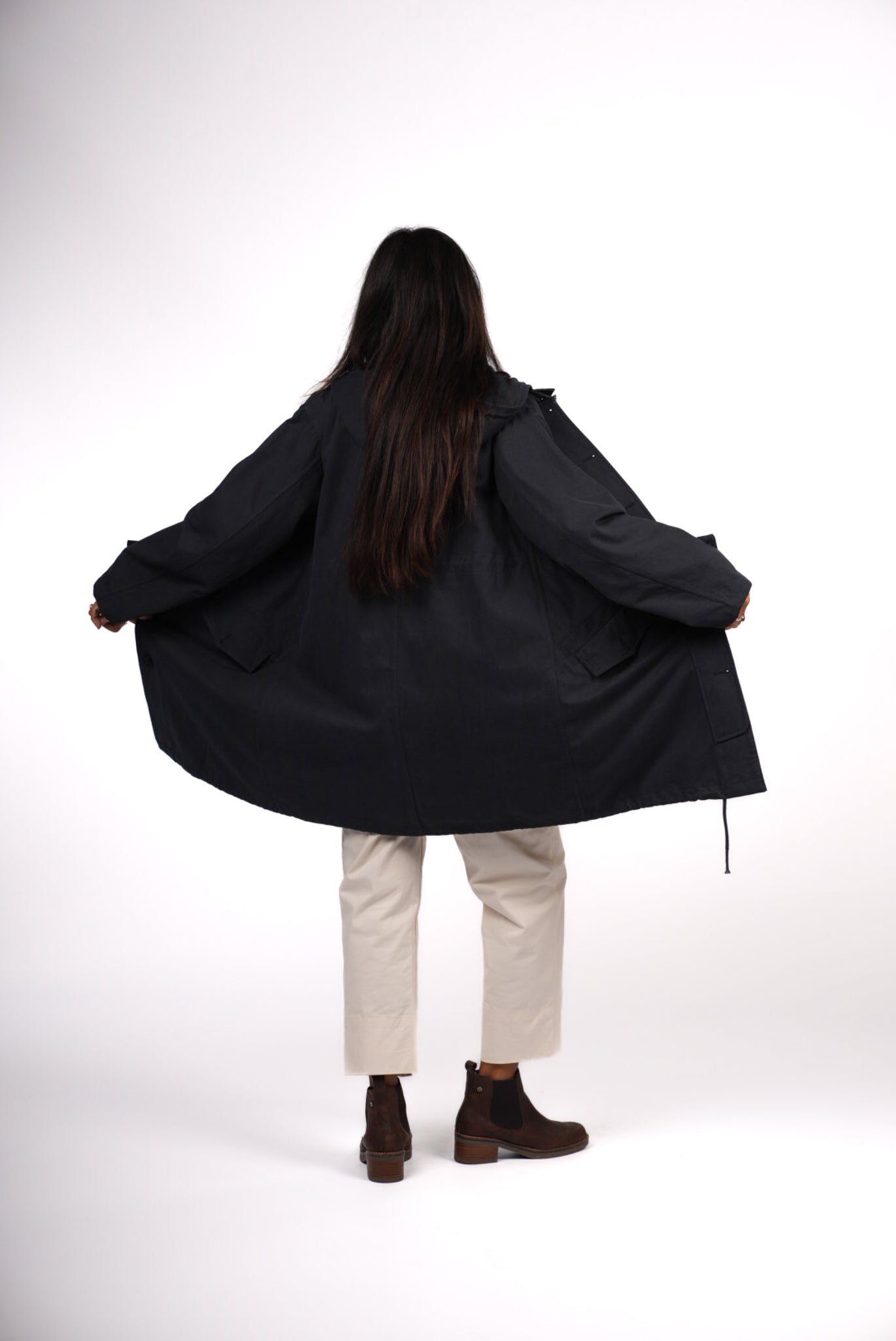 Montaigne Isobel Cotton Drill Anorak OverCoat Navy