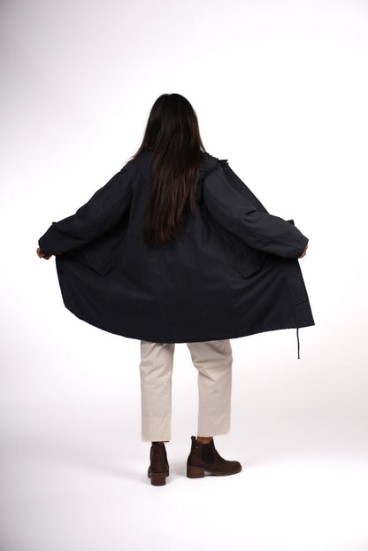 Montaigne Isobel Cotton Drill Anorak OverCoat Navy