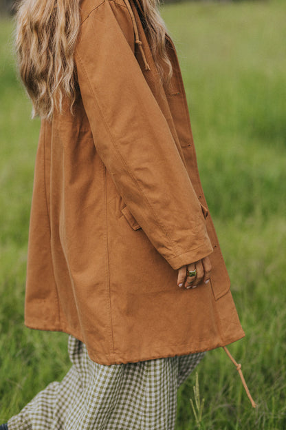 Montaigne Isobel Cotton Drill Anorak Overcoat Toffee9
