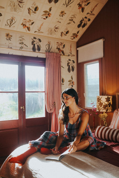 Montaigne Issey Linen Dress in Multi Check5
