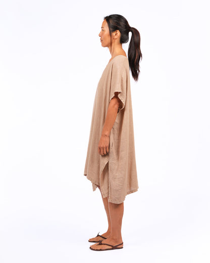 Montaigne Jacqueline Linen Kaftan Ocre3
