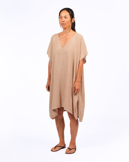 Montaigne Jacqueline Linen Kaftan Ocre5