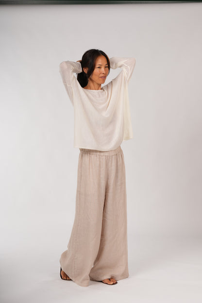 Montaigne Jambes Full-Length Linen Pants Natural1