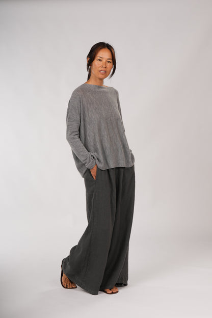 Montaigne Jambes Full-Length Linen Pants Petrol1