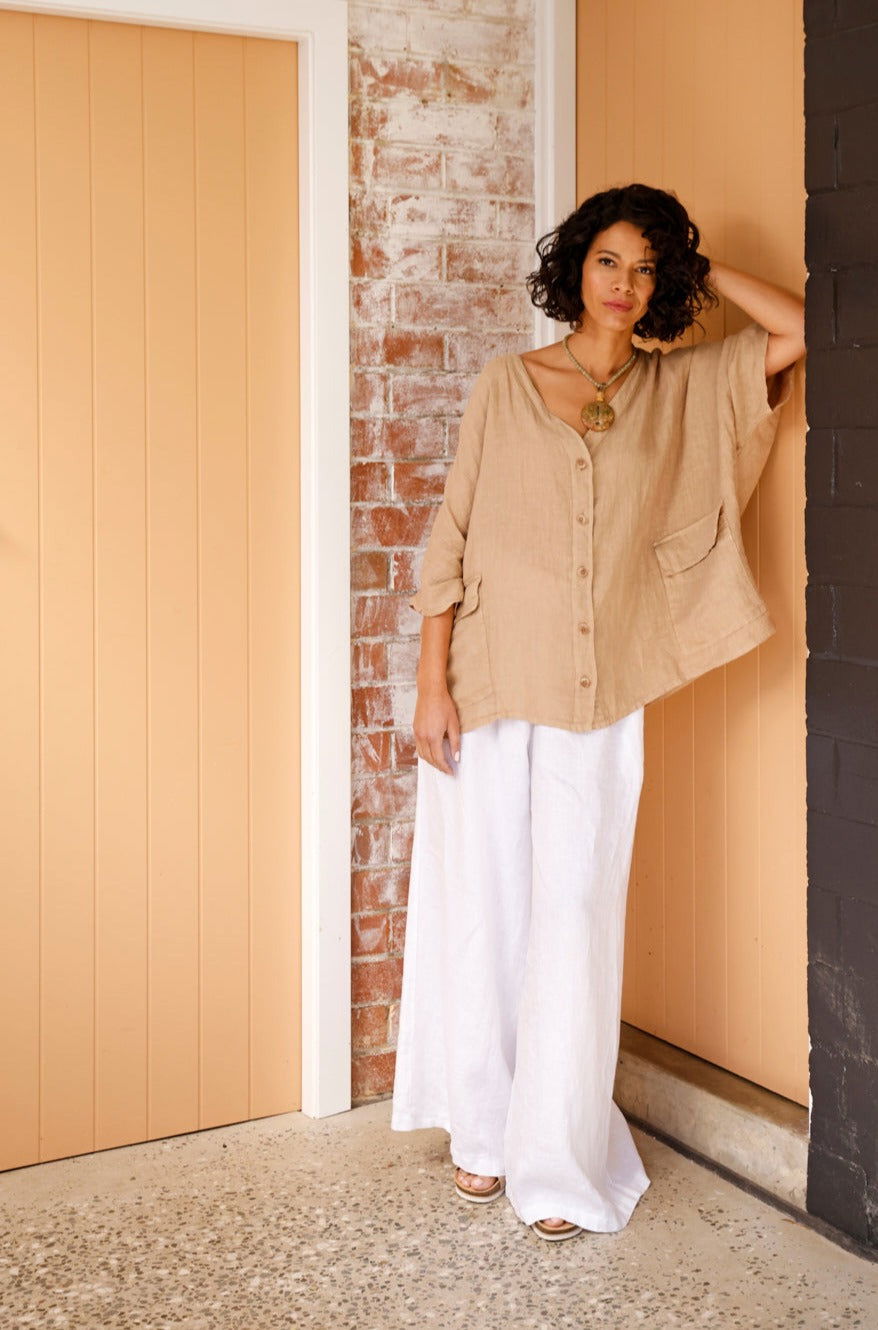 Montaigne Jambes Full-Length Linen Pants White