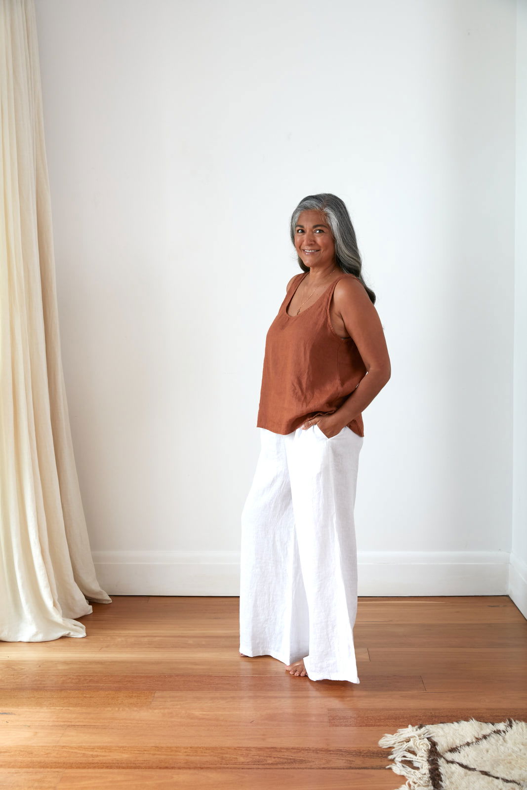 Montaigne Jambes Full-Length Linen Pants White4