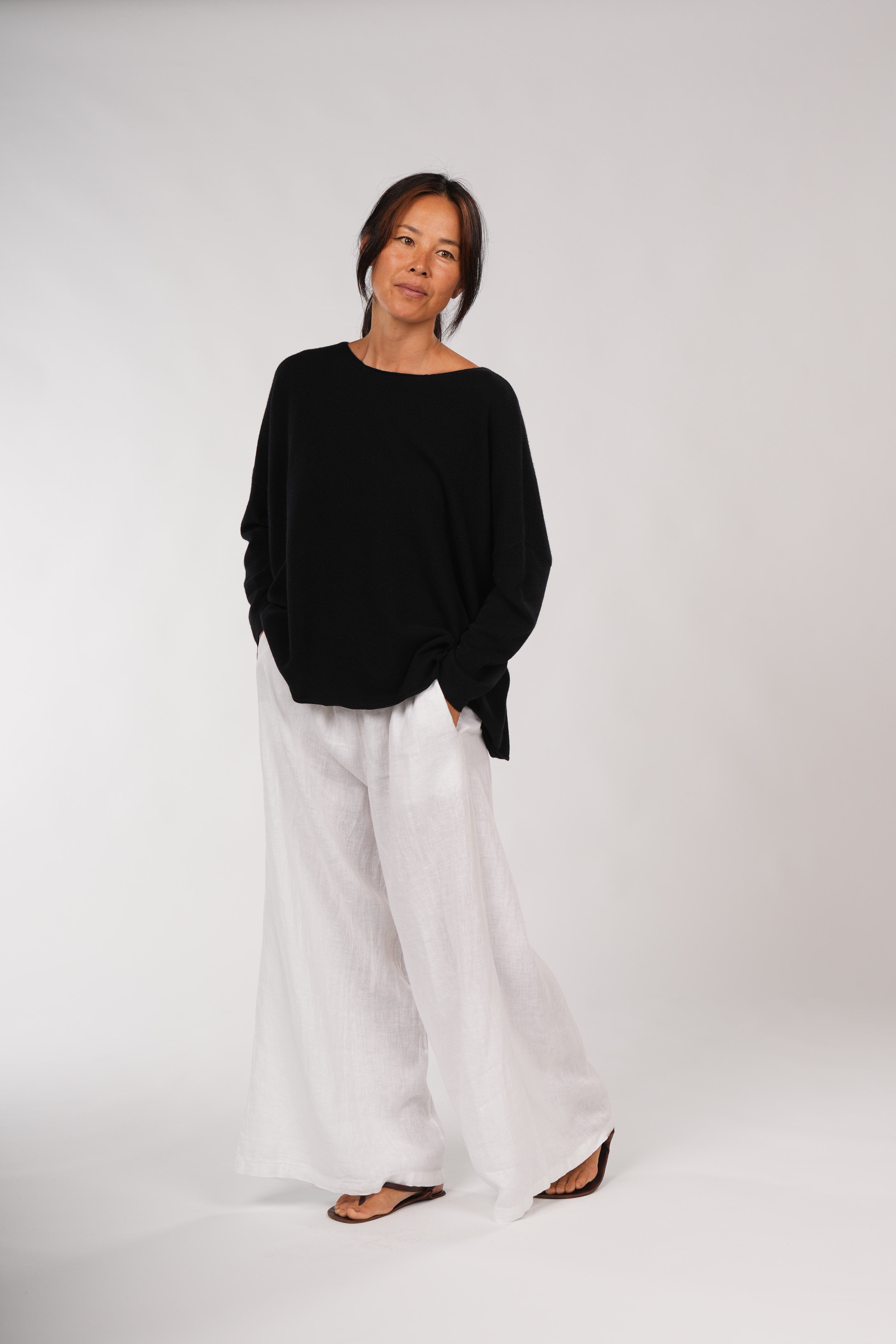 Montaigne Jambes Full-Length Linen Pants White7