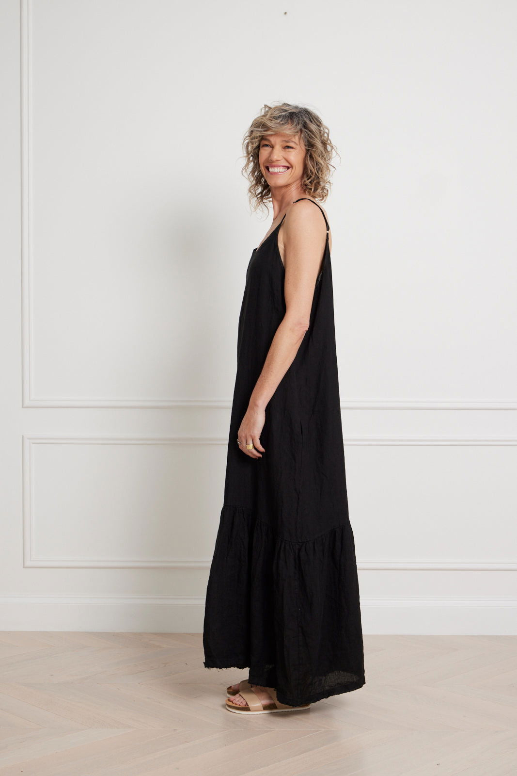 Montaigne Jolie Linen Maxi Dress Black1