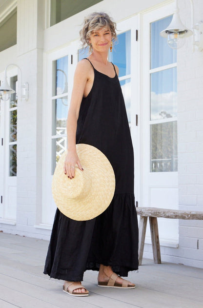 Montaigne Jolie Linen Maxi Dress Navy