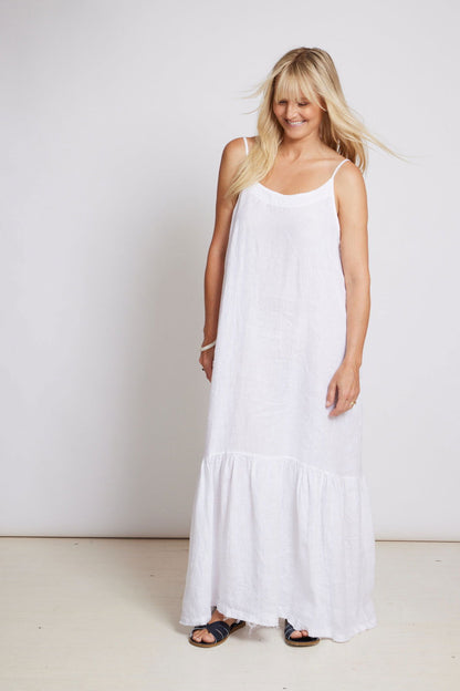 Montaigne Jolie Linen Maxi Dress White1