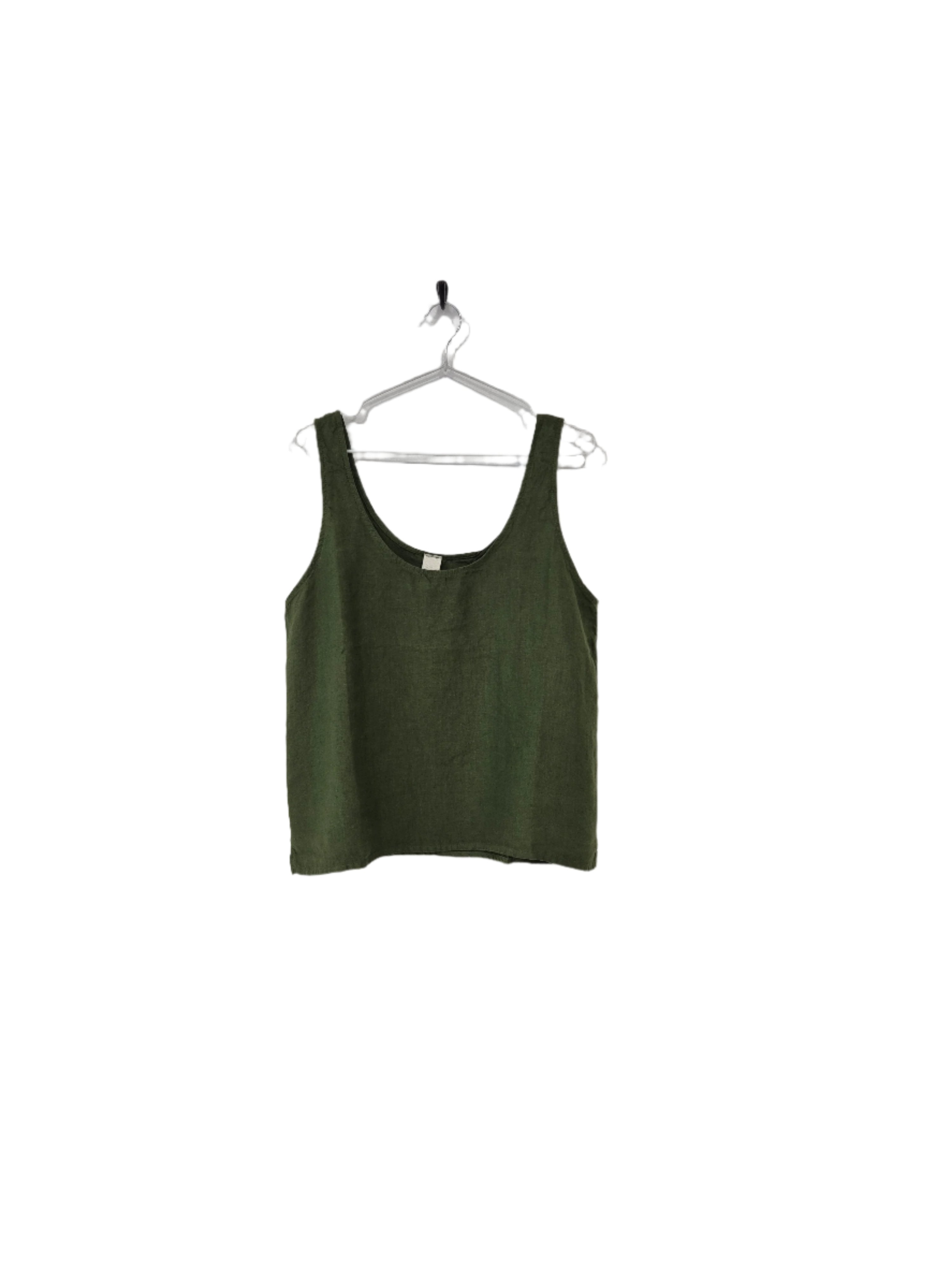 Montaigne Jolie Linen Singlet Top Forest Green