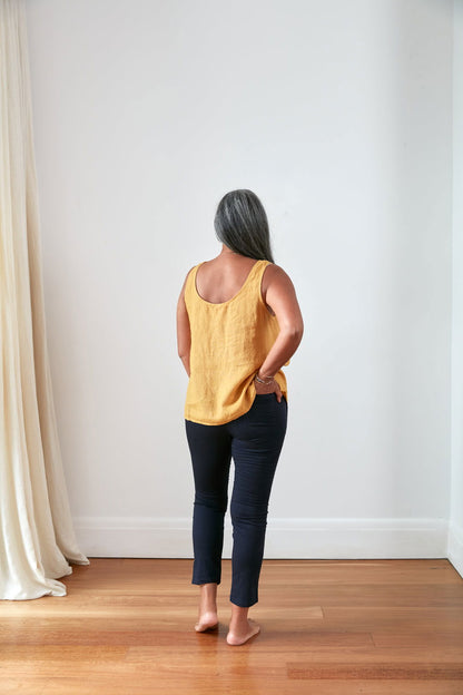 Montaigne Jolie Linen Singlet Top Mustard