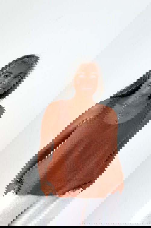 Montaigne Jolie Linen Singlet Top Rust