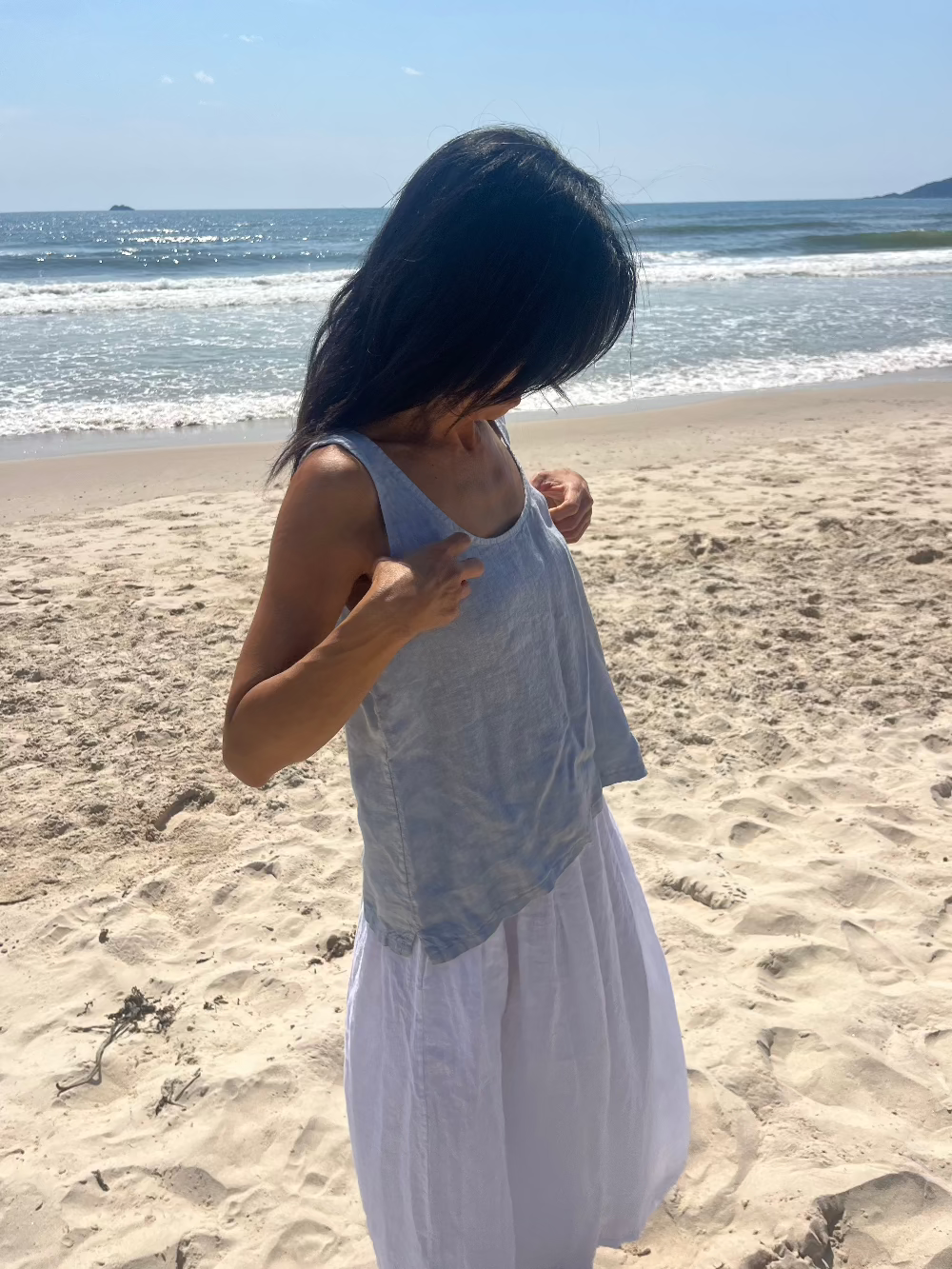 Montaigne Jolie Linen Singlet Top Silver