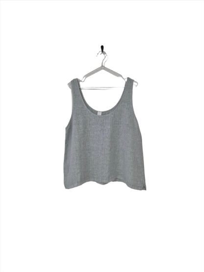 Montaigne Jolie Linen Singlet Top Silver1
