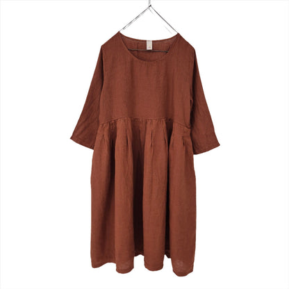 Montaigne Journee Baggy Linen Dress Rust
