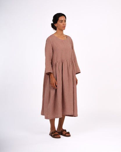 Journee French Linen Dress in Antique Rose Gingham