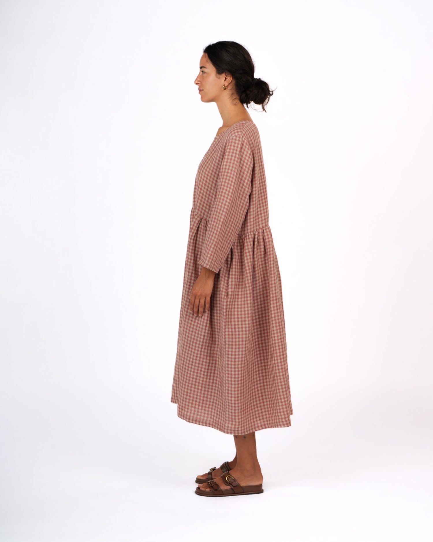 Journee French Linen Dress in Antique Rose Gingham