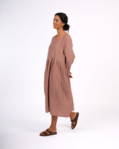 Journee French Linen Dress in Antique Rose Gingham