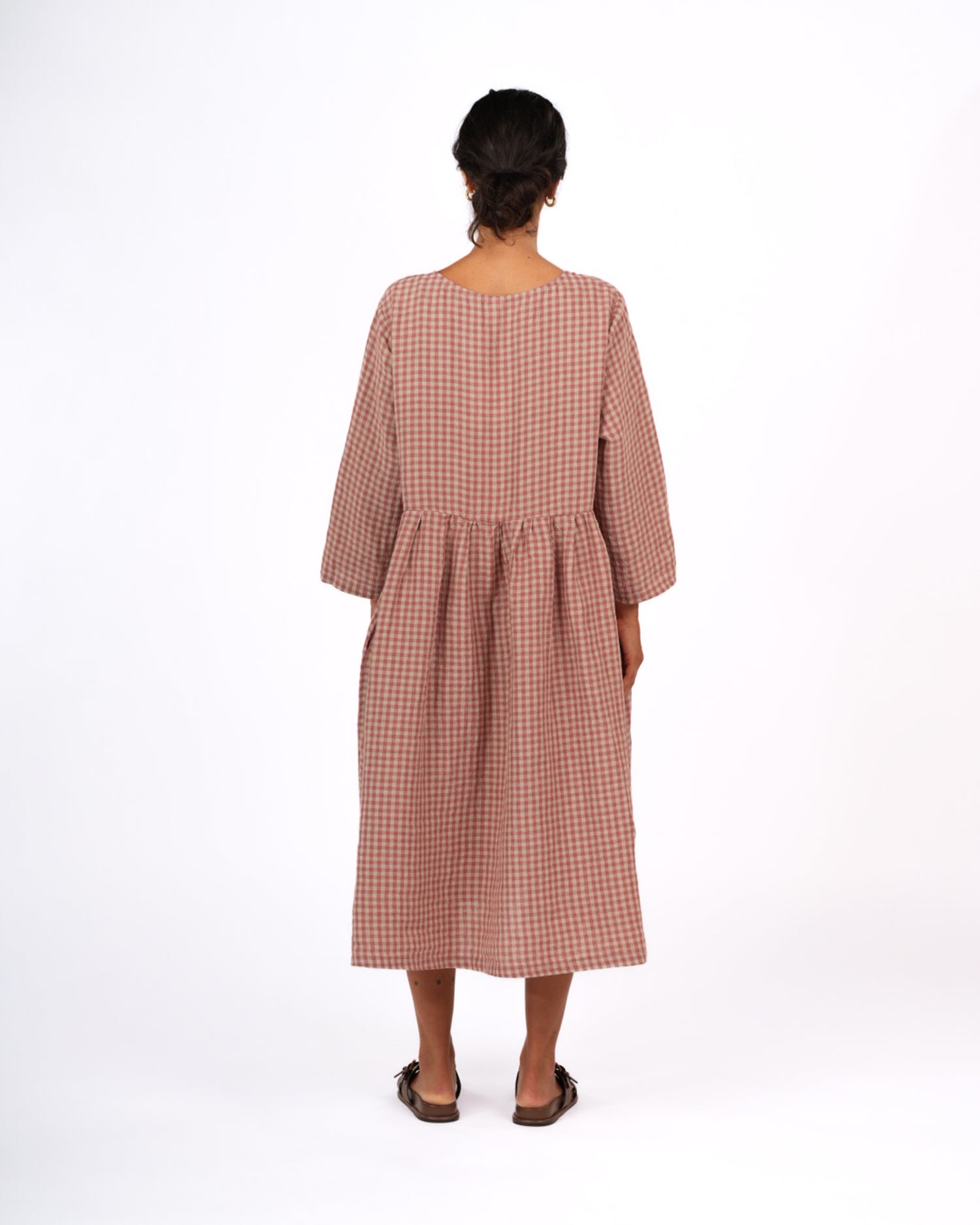 Journee French Linen Dress in Antique Rose Gingham