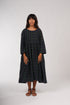 Montaigne Journee French Linen Dress in Blue Tartan Blue