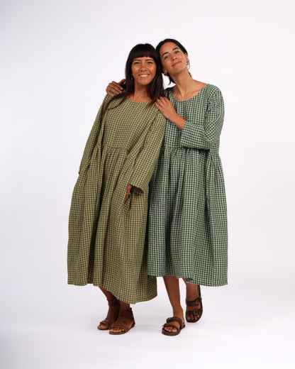 Journee French Linen Dress in Pistachio Gingham