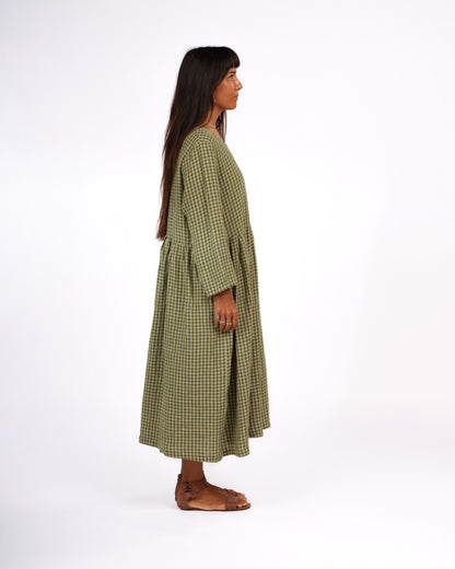 Journee French Linen Dress in Pistachio Gingham