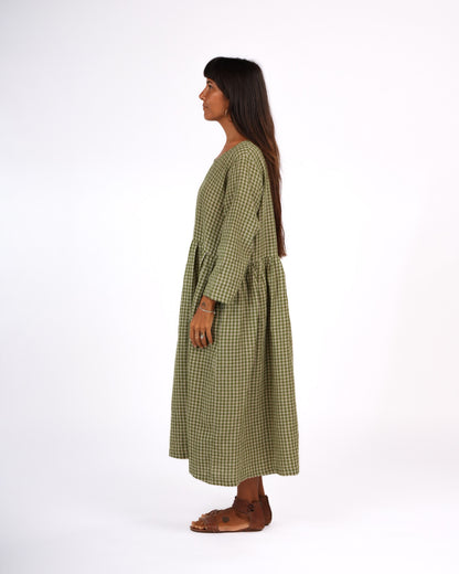 Journee French Linen Dress in Pistachio Gingham