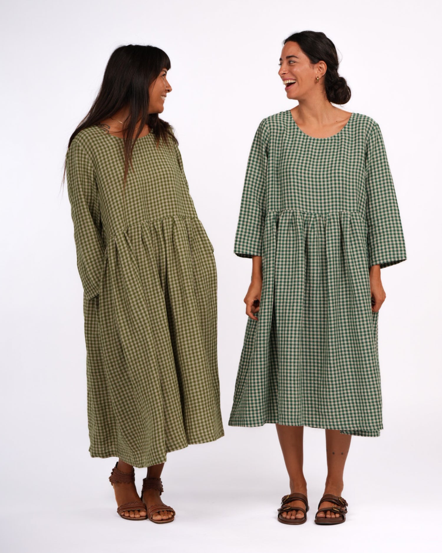 Journee French Linen Dress in Pistachio Gingham