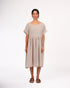 Montaigne Juni French Linen Summer Staple Dress in Houndstooth Natural1