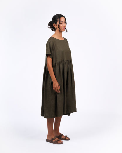 Montaigne Juni French Linen Summer Staple Dress Khaki7