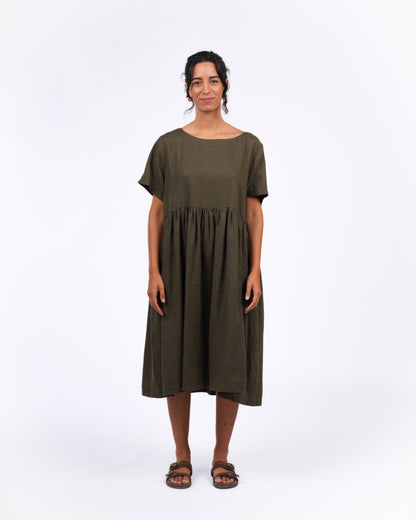 Montaigne Juni French Linen Summer Staple Dress Khaki4
