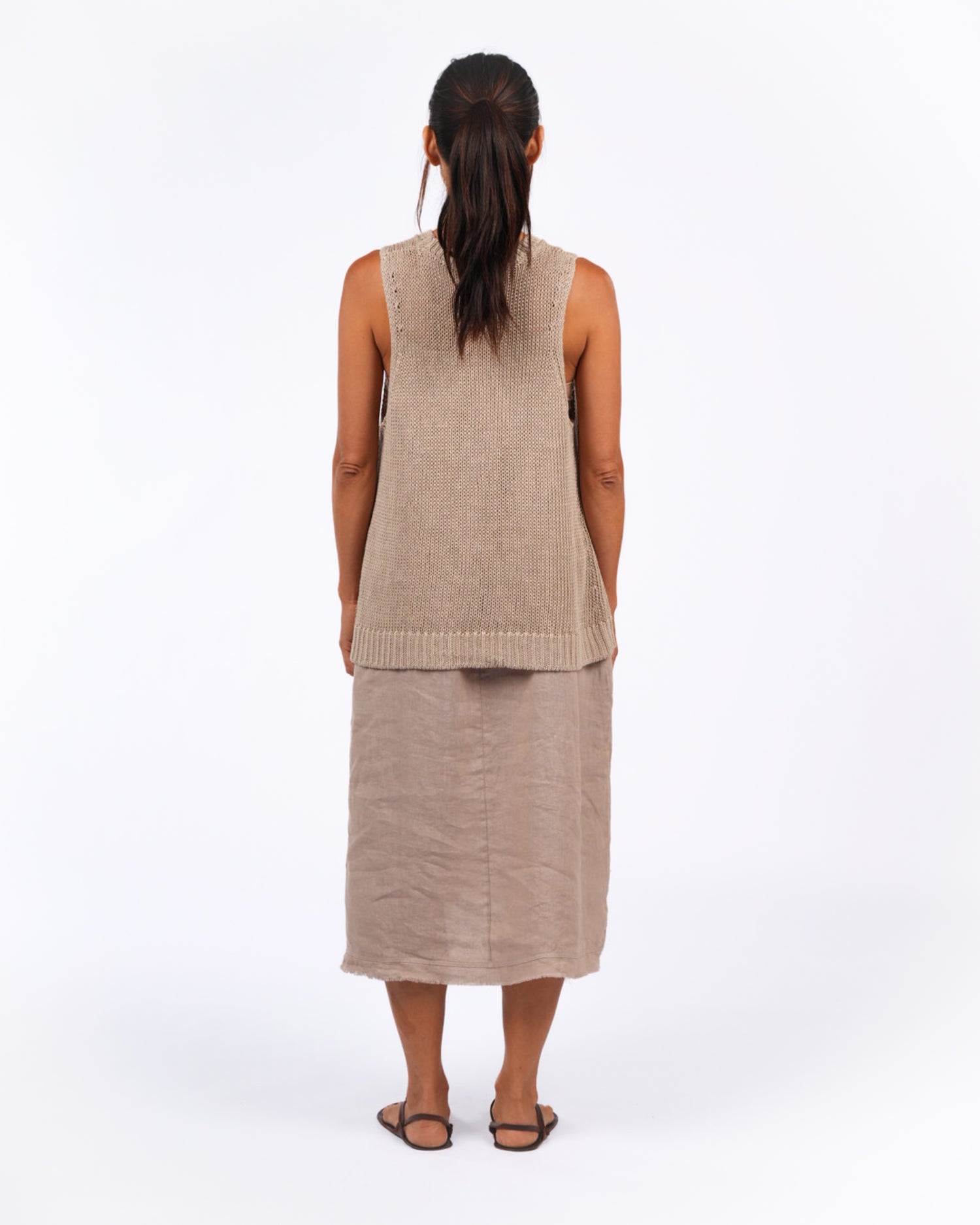 Montaigne Knitted Linen Singlet Natural2
