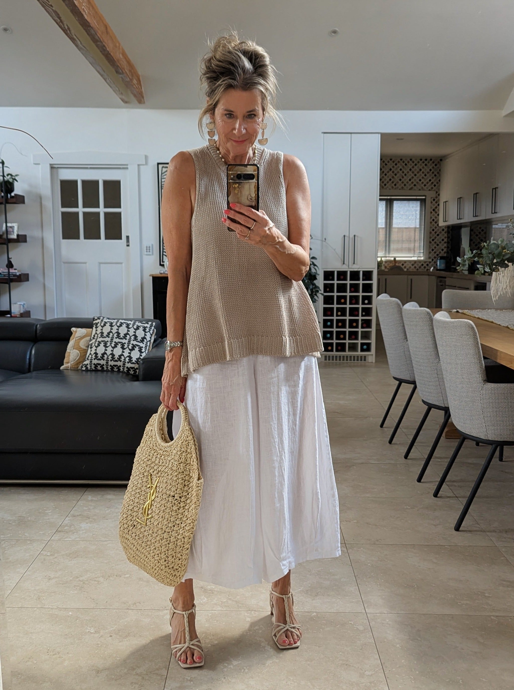 Montaigne Knitted Linen Singlet Natural