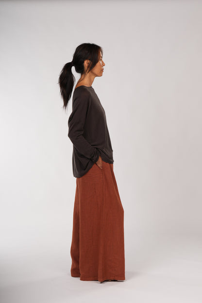 Montaigne Laurant 100% Australian Merino Superfine Loose Summer Knit Brown1